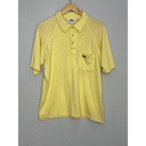Garan Polo Shirt Short Sleeve Men's Yellow Pocket Detailing Logo XL 80's Vintage